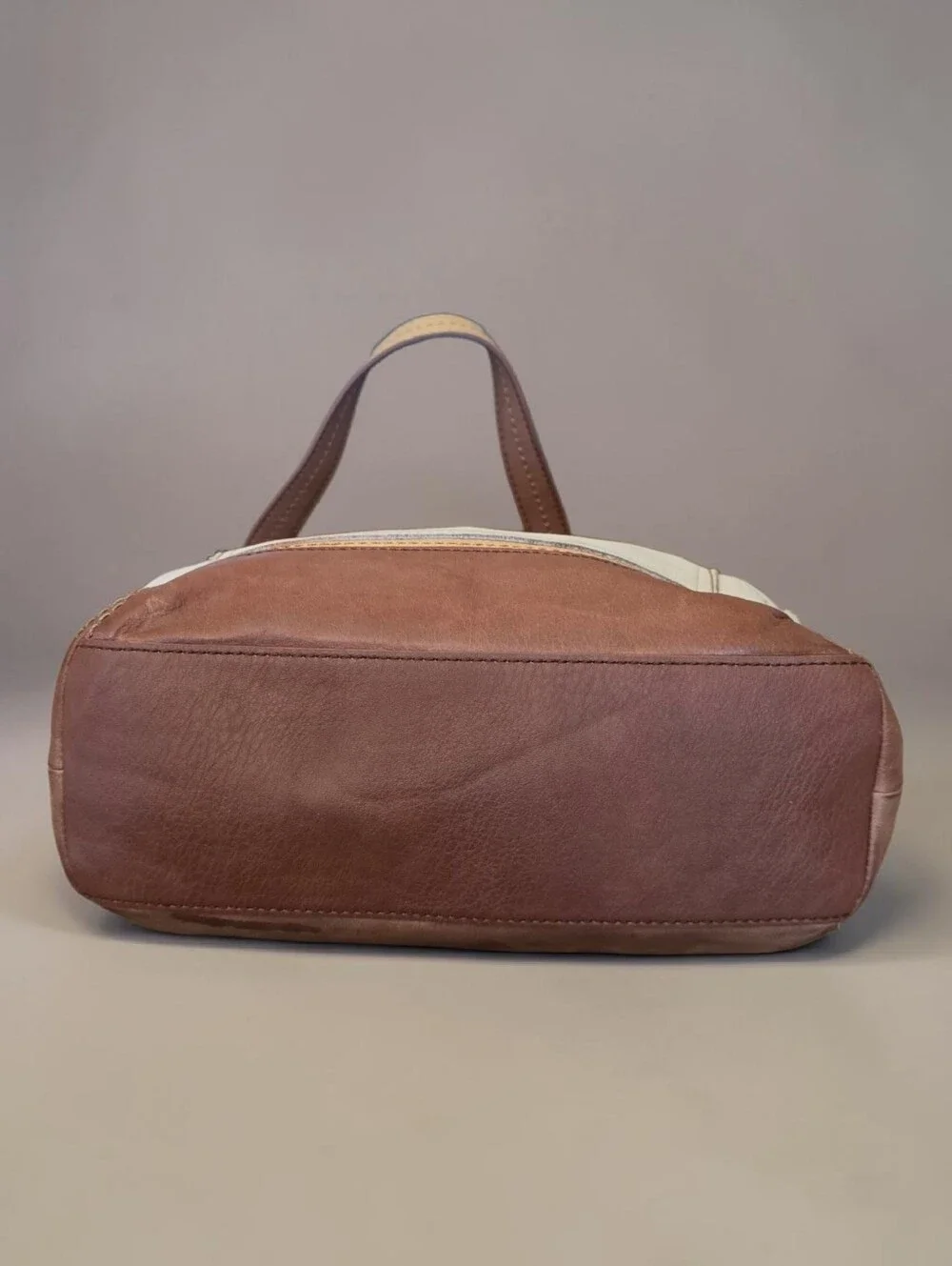 The Sak Kendra Leather Satchel Cream Brown Hobo Shoulder Bag